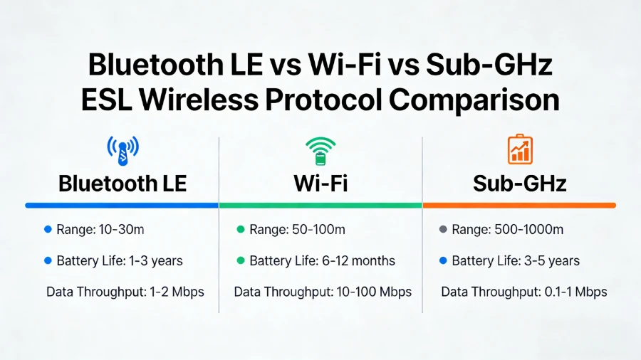 Bluetooth vs Wi-Fi vs Sub-GHz Electronic shelf label
